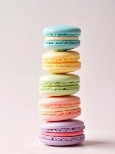A colorful tower of French macarons.
